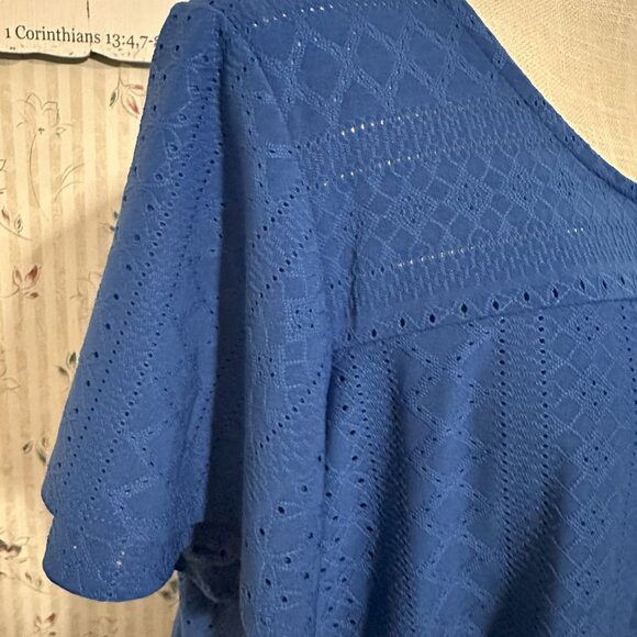 Kim Rogers Curvy 3X Shirt, Top, Blouse, Pullover And Lined- Royal Blue - Picture 2 of 3